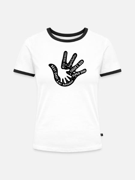 Vater Hand in Hand - Frauen Kontrast-T-Shirt - Weiß/Schwarz