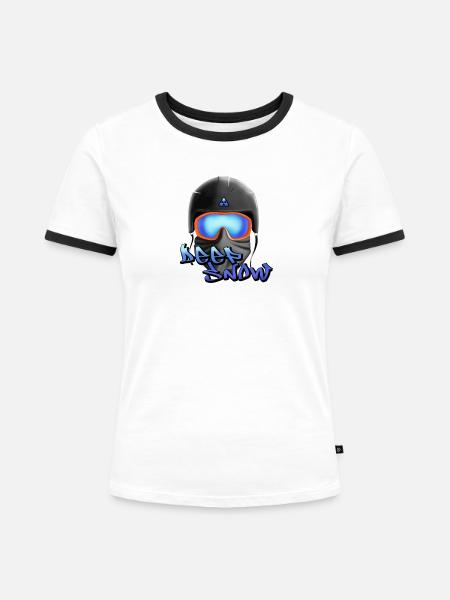 Deep Snow Snowboard Graffiti Helm - Frauen Kontrast-T-Shirt - Weiß/Schwarz