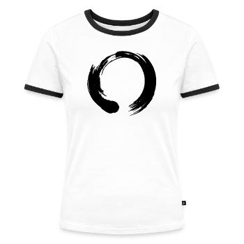 Enso zen Kreis - Frauen Kontrast-T-Shirt - Weiß/Schwarz - Vorne - Selfina (174cm)