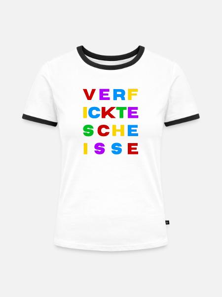 Verfickte Scheiße bunt - Frauen Kontrast-T-Shirt - Weiß/Schwarz