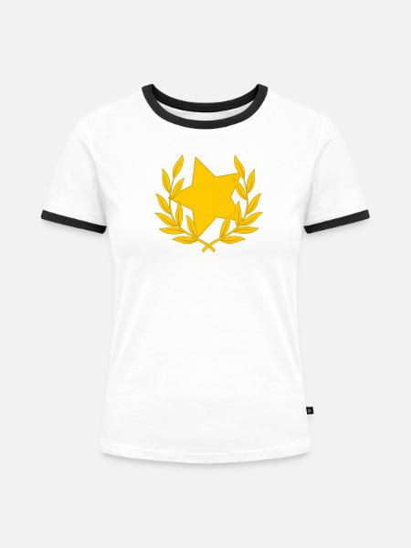 Lorbeerkranz Stern Star Sternchen Glückwunsch - Frauen Kontrast-T-Shirt - Weiß/Schwarz