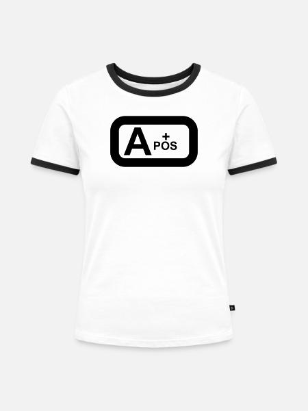 Blutgruppe a pos patch / SYMBOL - Frauen Kontrast-T-Shirt - Weiß/Schwarz