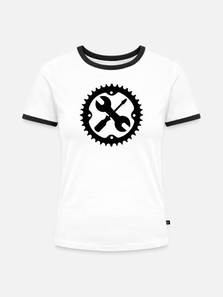 Bike Readyshap Set Logo - Frauen Kontrast-T-Shirt - Weiß/Schwarz