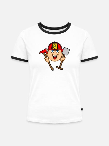 FIREFIGHTER weiße Haut - Frauen Kontrast-T-Shirt - Weiß/Schwarz