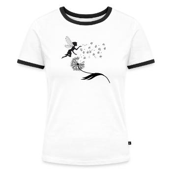 Feenflug-Silhouette mit Staub - Frauen Kontrast-T-Shirt - Weiß/Schwarz - Vorne - Selfina (174cm)