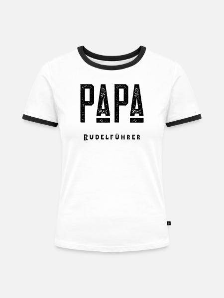 Papa Rudelführer - Frauen Kontrast-T-Shirt - Weiß/Schwarz