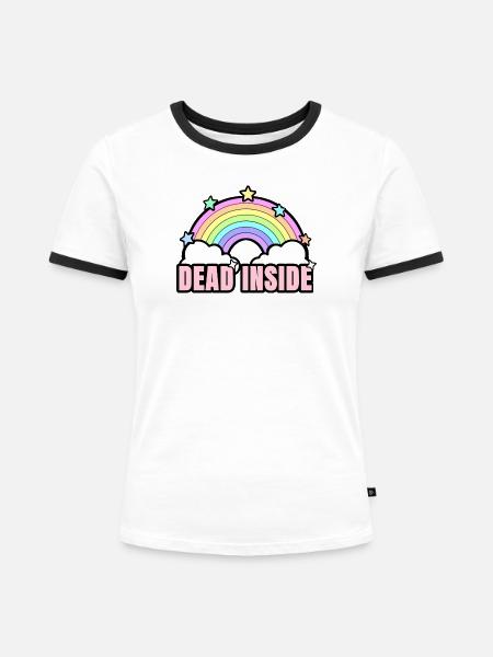 Dead Inside Rainbow - Frauen Kontrast-T-Shirt - Weiß/Schwarz