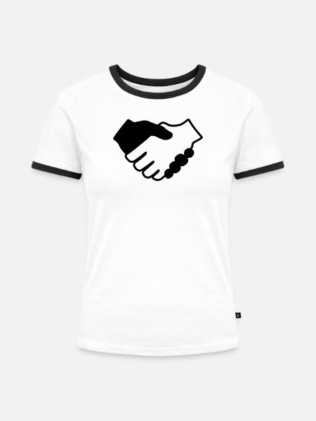 Zeiger schwarz und weiß - Frauen Kontrast-T-Shirt - Weiß/Schwarz