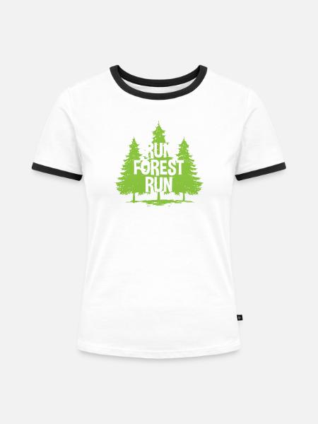 Run Forest Run - Frauen Kontrast-T-Shirt - Weiß/Schwarz