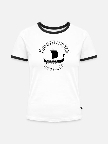 Kreuzfahrten seit 950 v. Chr. - Frauen Kontrast-T-Shirt - Weiß/Schwarz