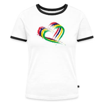 Mauritius Herz - Frauen Kontrast-T-Shirt - Weiß/Schwarz - Vorne - Selfina (174cm)