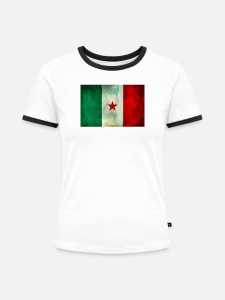 T-Shirt Partisanenflagge Garibaldi Brigaden - Frauen Kontrast-T-Shirt - Weiß/Schwarz