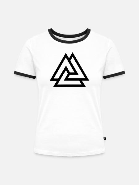 Valknut-Knoten im Kampf gefallen - Frauen Kontrast-T-Shirt - Weiß/Schwarz
