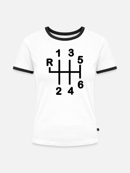 Getriebe 6-Gang-Getriebe - Frauen Kontrast-T-Shirt - Weiß/Schwarz