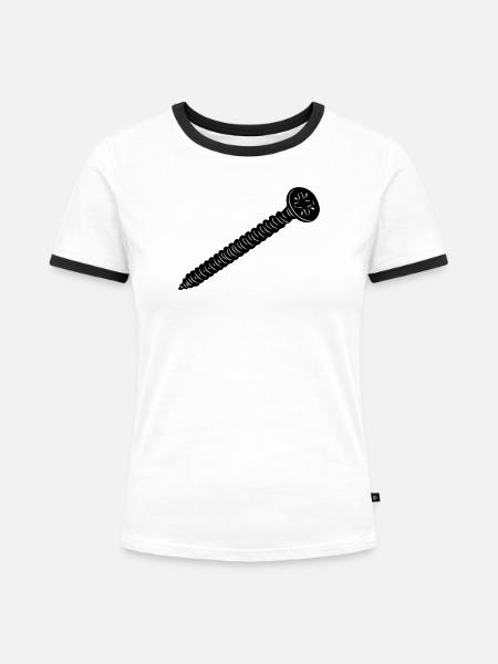 Schraube für Stecker - Frauen Kontrast-T-Shirt - Weiß/Schwarz