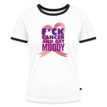 Brustkrebslauf Muddy Run Shirt - Frauen Kontrast-T-Shirt - Weiß/Schwarz - Vorne - Selfina (174cm)