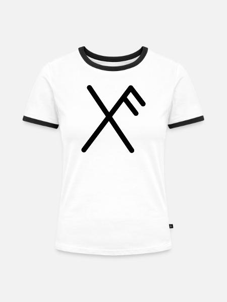 Veel geluk Wikingerrune VIEL GLÜCK - Frauen Kontrast-T-Shirt - Weiß/Schwarz
