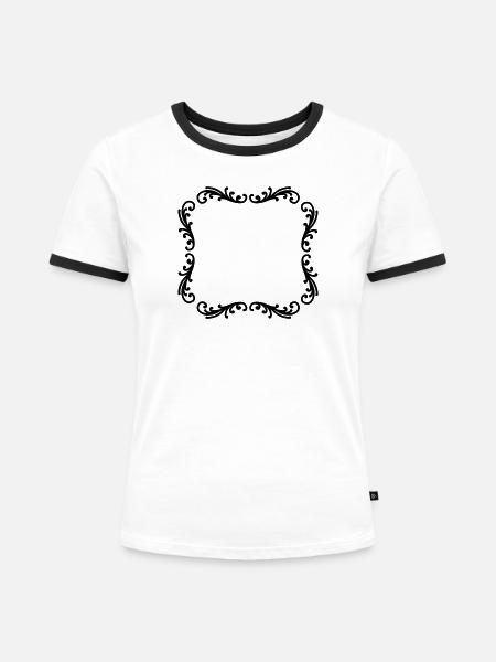 Dekorativer Rahmen Fotorahmen - Frauen Kontrast-T-Shirt - Weiß/Schwarz