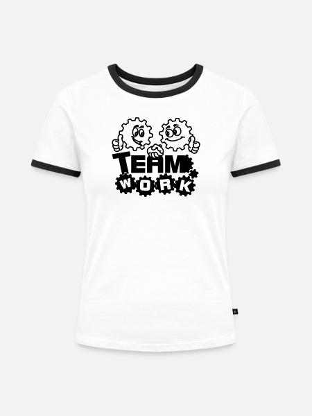 Gemeinschaftsarbeit - Frauen Kontrast-T-Shirt - Weiß/Schwarz