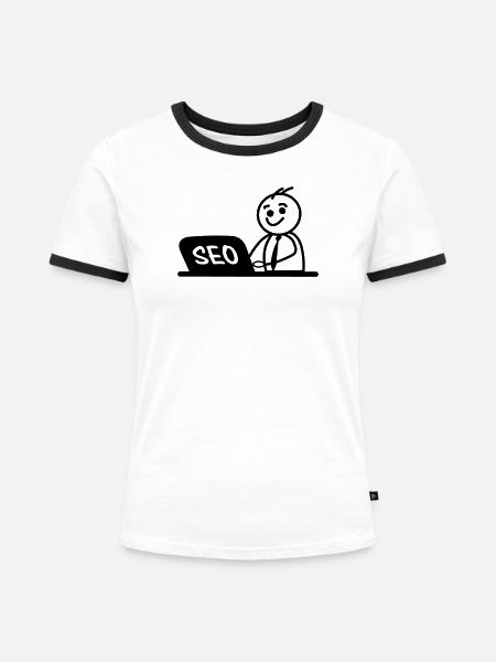 Arbeit Laptop SEO - Frauen Kontrast-T-Shirt - Weiß/Schwarz