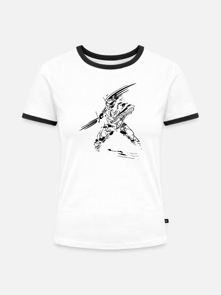 Skizze Krieger - Frauen Kontrast-T-Shirt - Weiß/Schwarz