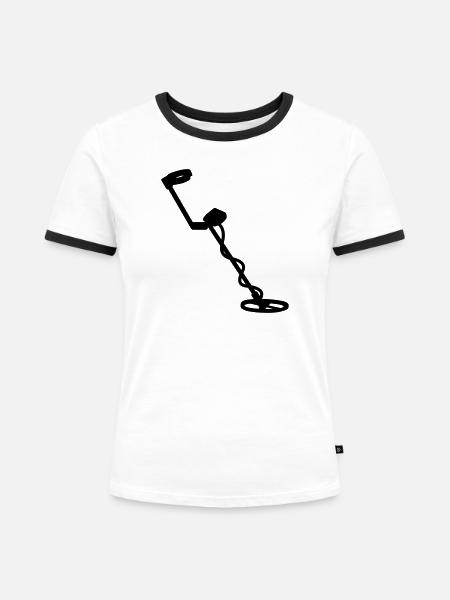 Metalldetektor - Frauen Kontrast-T-Shirt - Weiß/Schwarz