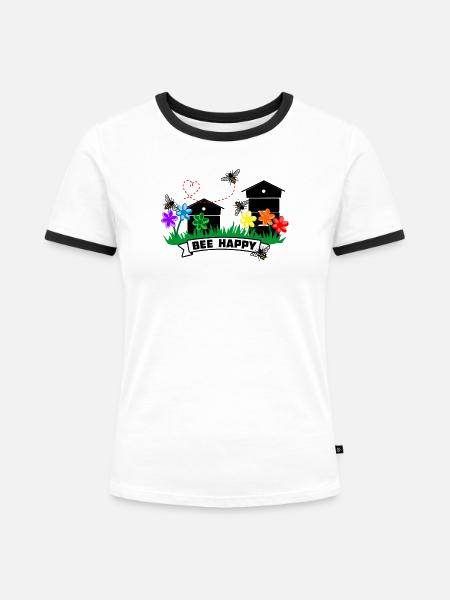 Honiggewächshäuser und Blumen - Frauen Kontrast-T-Shirt - Weiß/Schwarz