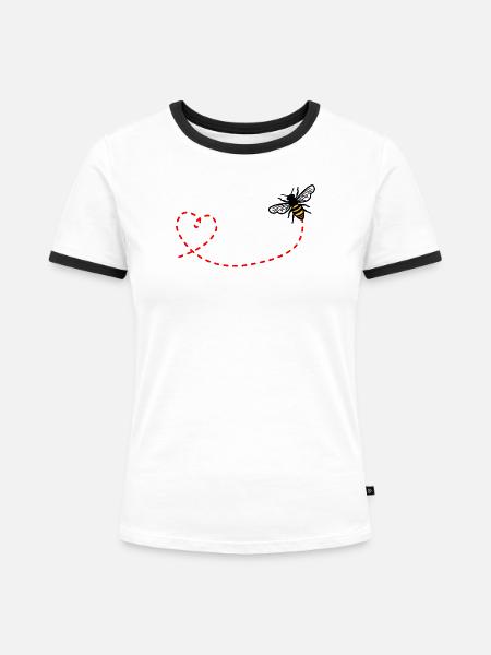 Liebe bei - Frauen Kontrast-T-Shirt - Weiß/Schwarz
