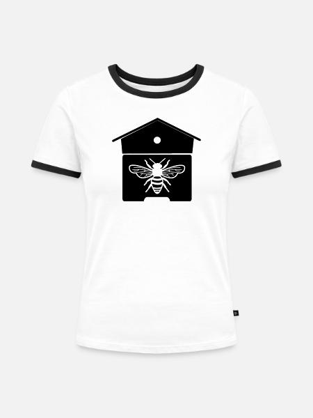 Bienenhaus oder Bienennest - Frauen Kontrast-T-Shirt - Weiß/Schwarz