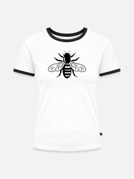 Bei transparenten Honigbiene - Frauen Kontrast-T-Shirt - Weiß/Schwarz