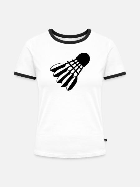 Badminton Shuttle Logo mit Federn - Frauen Kontrast-T-Shirt - Weiß/Schwarz