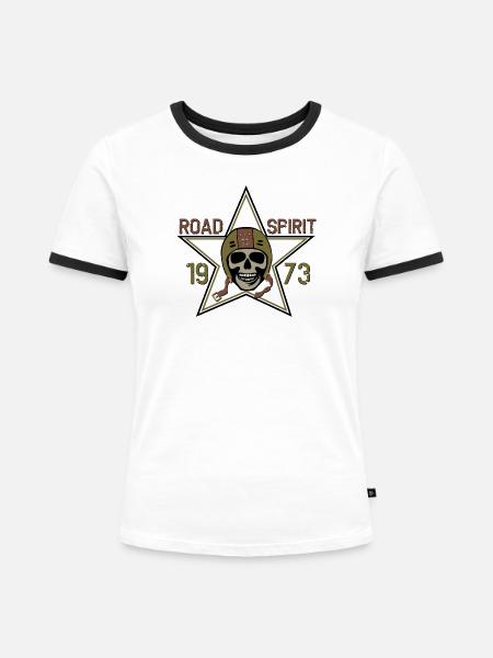 Straßengeist Schädel Stern 1973 - Frauen Kontrast-T-Shirt - Weiß/Schwarz