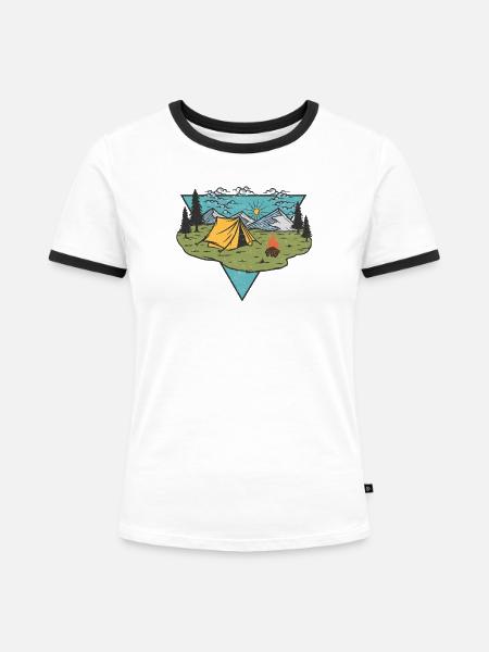 Lagerleben - Frauen Kontrast-T-Shirt - Weiß/Schwarz