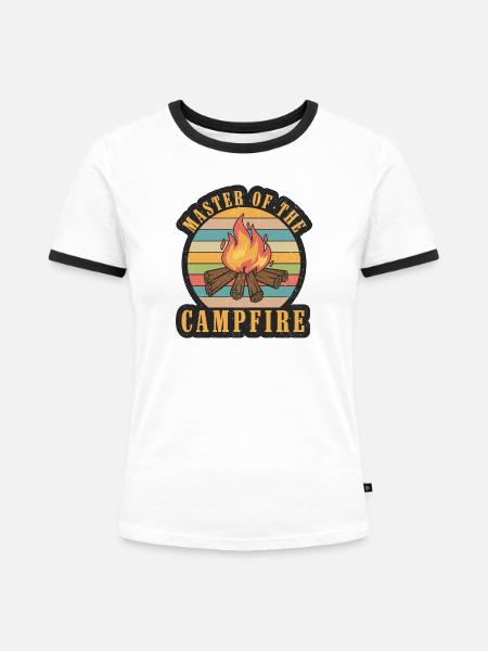 Meister des Lagerfeuers - Frauen Kontrast-T-Shirt - Weiß/Schwarz
