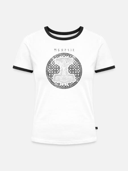 Mjolnir - Frauen Kontrast-T-Shirt - Weiß/Schwarz