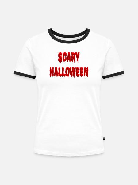 Sprüche, halloween Outfits, Bluttropfen - Frauen Kontrast-T-Shirt - Weiß/Schwarz