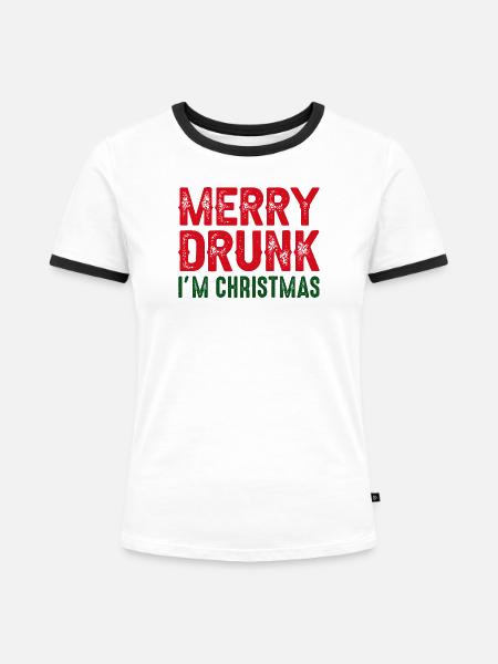 Frohe Weihnachten - Frauen Kontrast-T-Shirt - Weiß/Schwarz