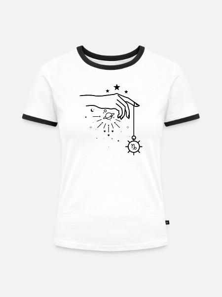 Steinbock Tierkreis-Astrologie - Frauen Kontrast-T-Shirt - Weiß/Schwarz