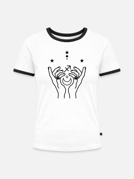 Warten auf Design - Frauen Kontrast-T-Shirt - Weiß/Schwarz