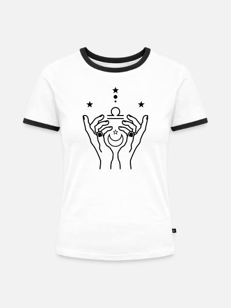 Waage Tierkreis-Astrologie - Frauen Kontrast-T-Shirt - Weiß/Schwarz