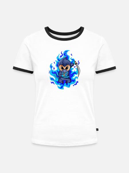 Ninja - Frauen Kontrast-T-Shirt - Weiß/Schwarz