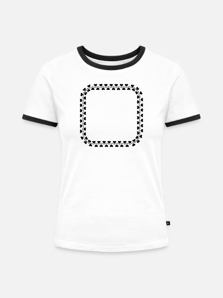 Rahmenherz-Logo - Frauen Kontrast-T-Shirt - Weiß/Schwarz