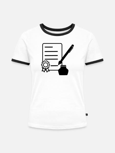 Vertrag mit Lacksiegel - Frauen Kontrast-T-Shirt - Weiß/Schwarz