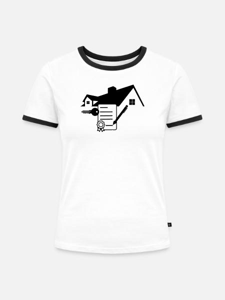 Hausvertrag unterzeichnen 1 - Frauen Kontrast-T-Shirt - Weiß/Schwarz