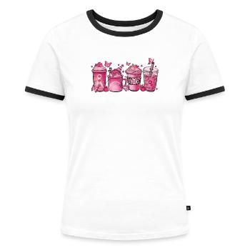 Brustkrebs Heiße Schokolade - Frauen Kontrast-T-Shirt - Weiß/Schwarz - Vorne - Selfina (174cm)