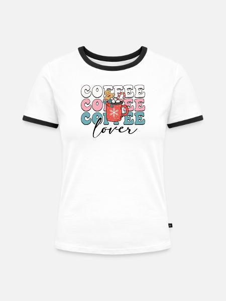 Kaffeeliebhaber - Frauen Kontrast-T-Shirt - Weiß/Schwarz