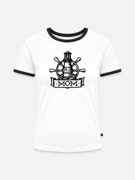 Seefahrer-MOM (für Seefahrer*innen) - Frauen Kontrast-T-Shirt - Weiß/Schwarz