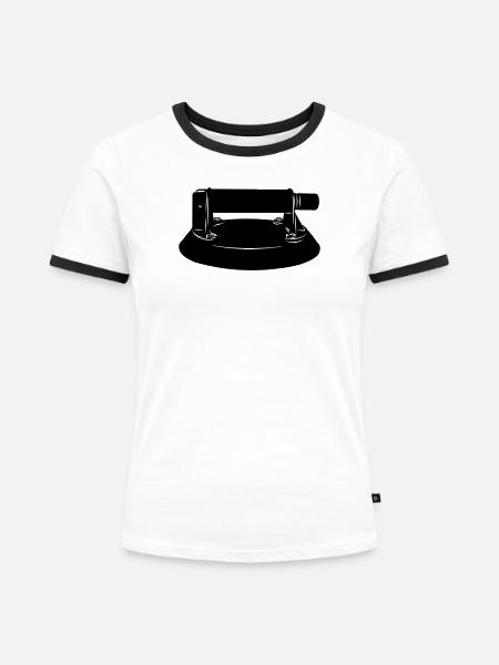 Glasvakuumglaser - Frauen Kontrast-T-Shirt - Weiß/Schwarz