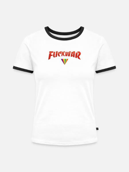Fuckwar Rainbow Guns - Frauen Kontrast-T-Shirt - Weiß/Schwarz