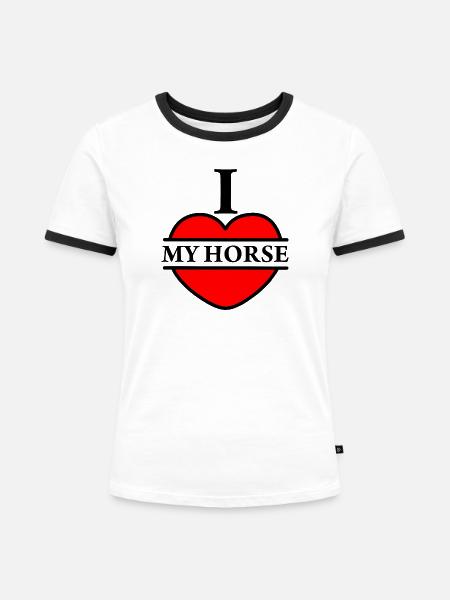 Ich liebe mein Pferd - Frauen Kontrast-T-Shirt - Weiß/Schwarz